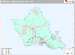 Urban Honolulu Metro Area Digital Map Premium Style